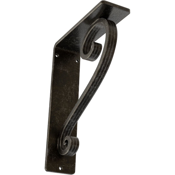 Ekena Millwork Edwards Wrought Iron Bracket, (Triple center brace), Antiqued Warm Silver 2"W x 5 1/2"D x 8"H BKTM02X05X08TEDAWS - main